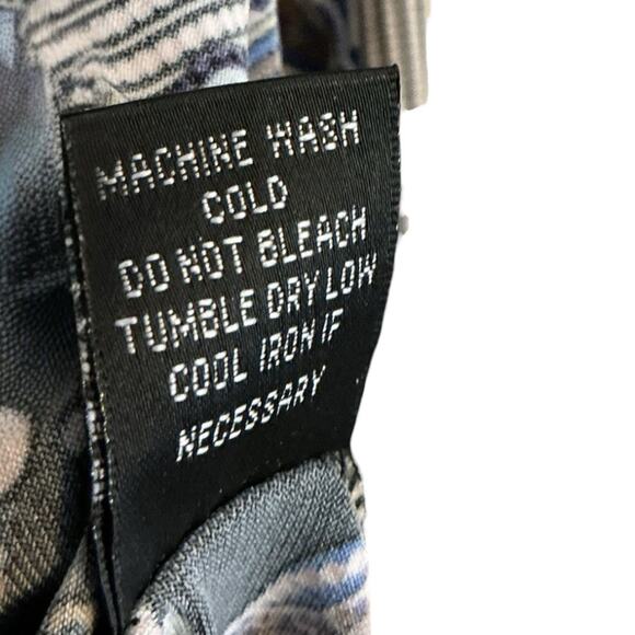 Glamour 2OW Blue Black & White Paisley Print Career Dress Tiered Bell Sleeves - Picture 8 of 10